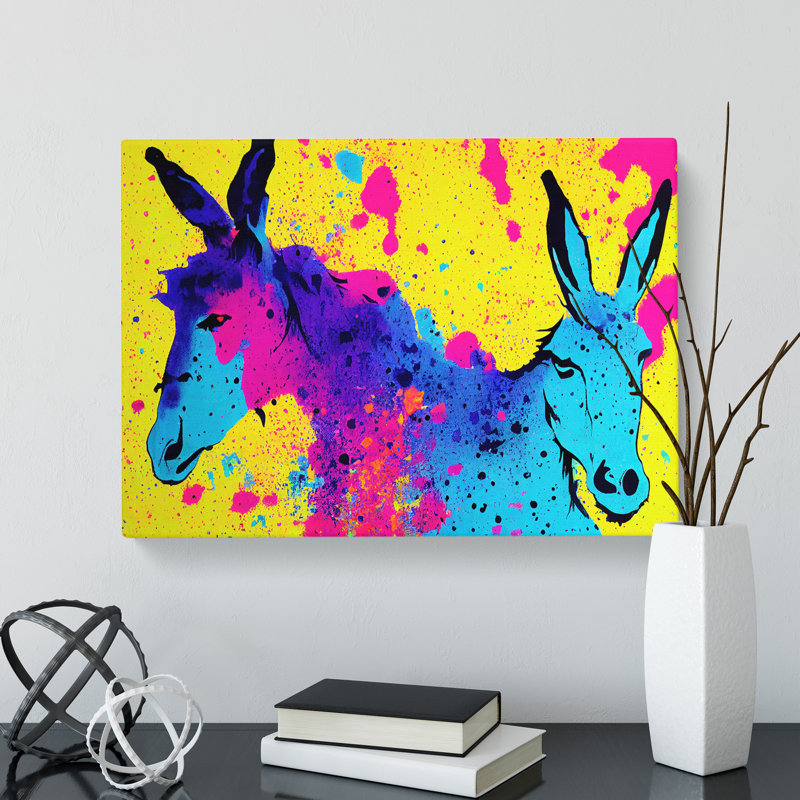 Colourful Donkey Art Vol.1 Abstract - Wrapped Canvas Painting, 35cm H x 50cm W x 3cm D