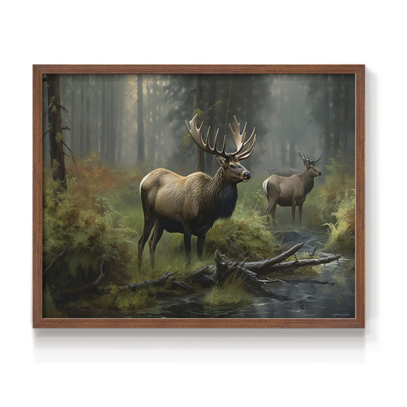 Faune - VI - Reproduction encadrée - Restickable, Noyer, H 16 po x l 20 po