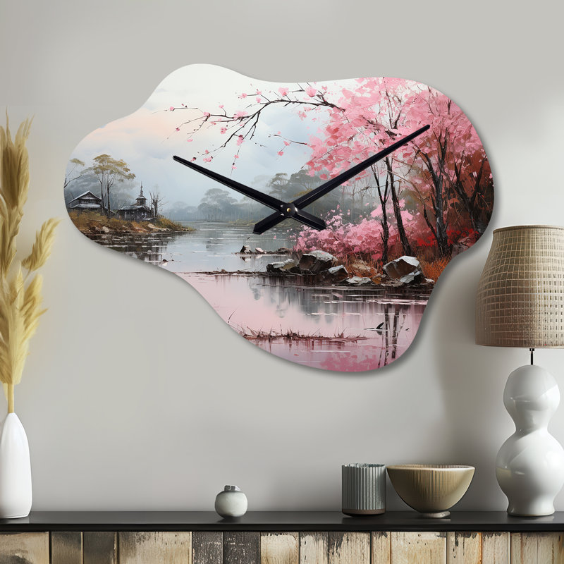 Asian Art Zen Garden VII - Asian Art Cloud horloge en métal, impression d'horloge murale asymétrique globale, Petit