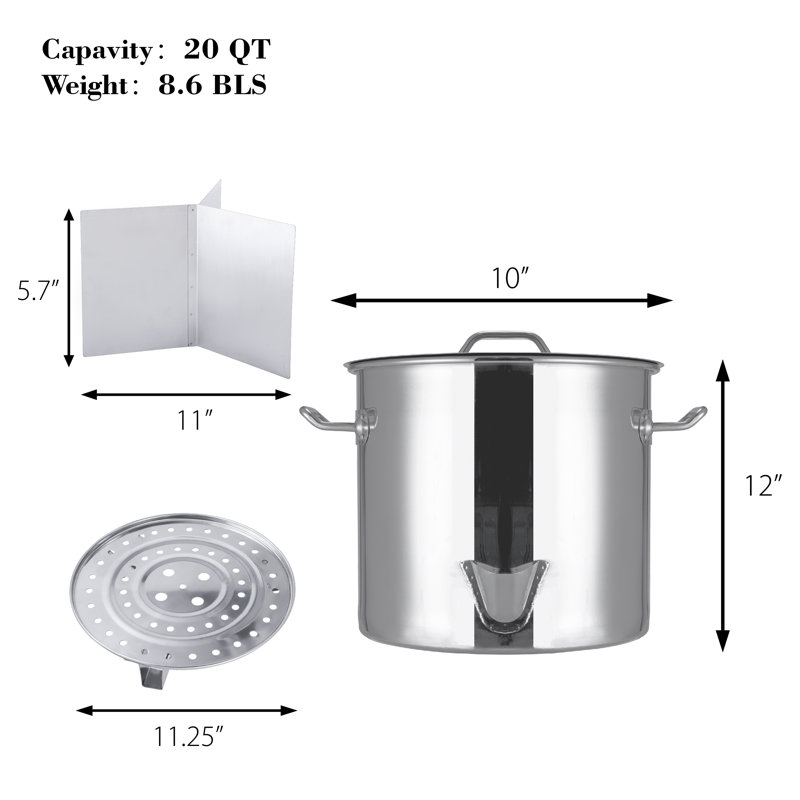 20 Quart Stainless Steel Steamer Pot with Basket Insert