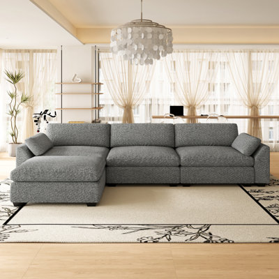 Chenille Waterproof 3-Seat Sofa with Removable Ottoman