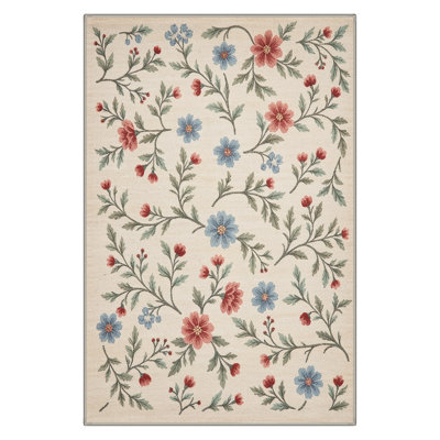 Paillasson lavable à la machine à fleurs / avoine 2 pi x 3 pi avec envers antidérapant