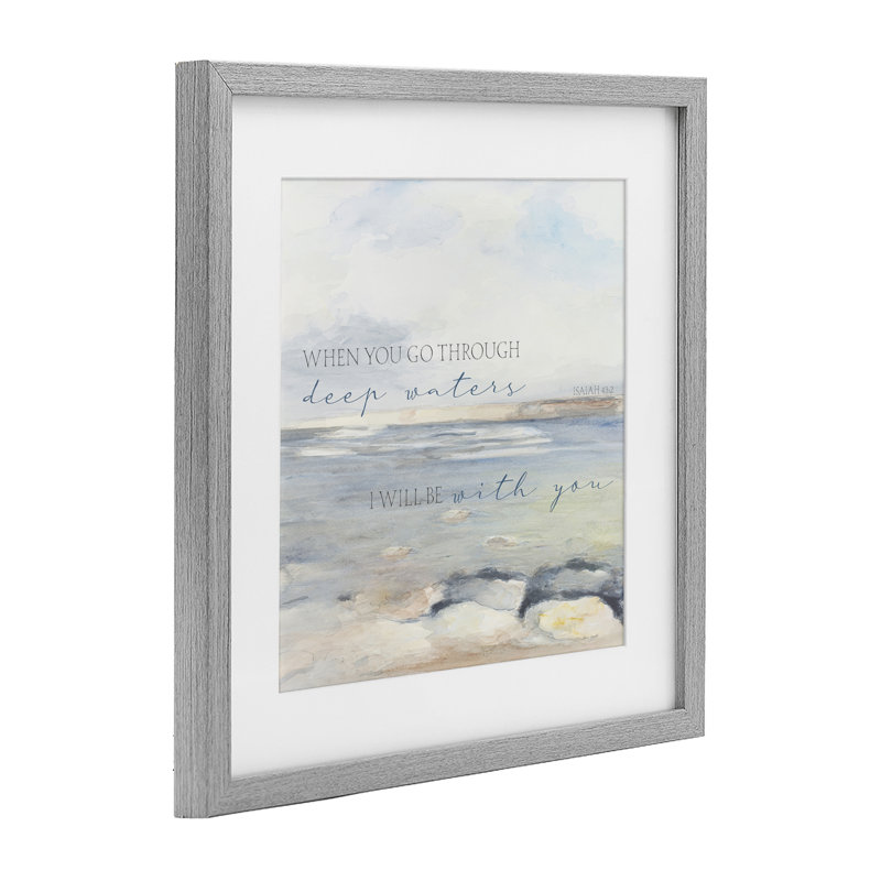 «Deep Waters with You», reproduction sous verre encadrée, design par Lanie Loreth, H 16 po x l 16 po, Cadre de ferme gris