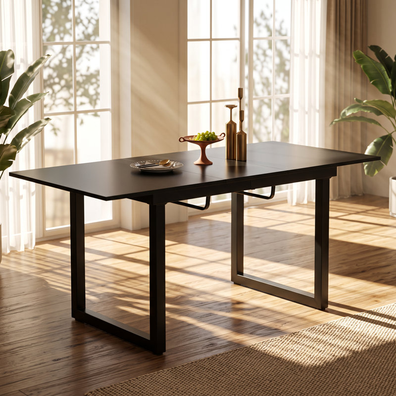70.86 " Extendable with Steel Base Dining Table