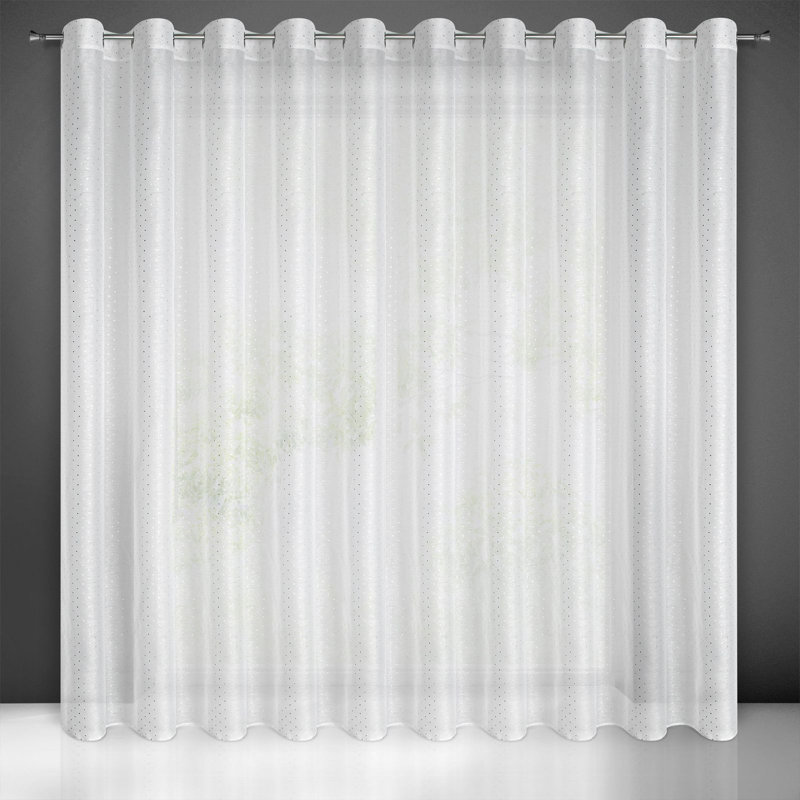 Kanako Sheer Curtain Single Panel, White/Silver, 250cm H x 300cm W
