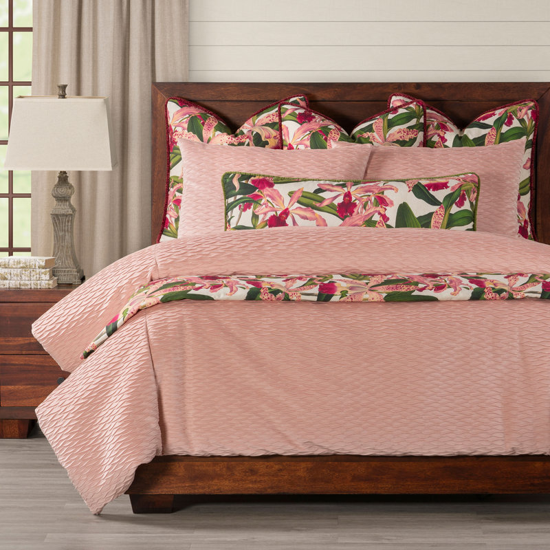 Pink Velvet Reversible Duvet Cover & Insert Set, Full Duvet Cover + 2 Shams + 1 Pillow