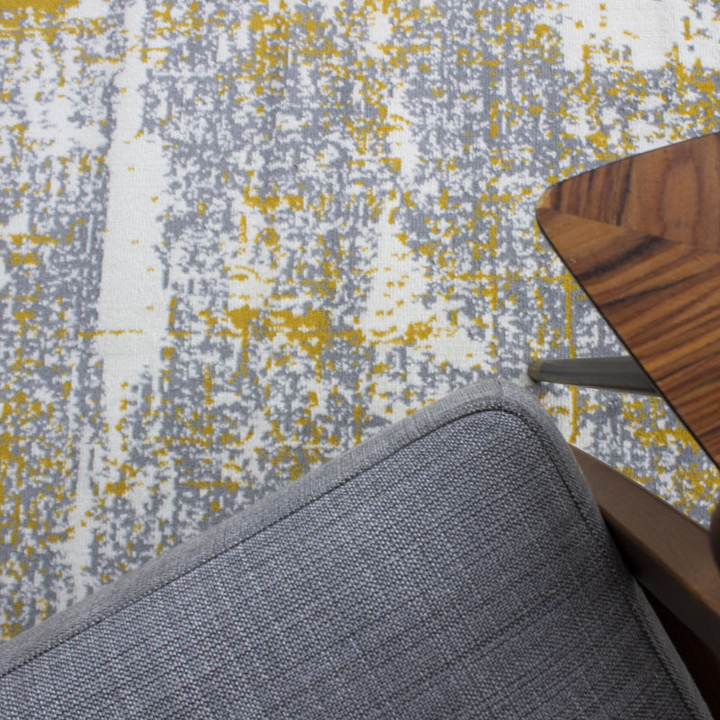 Caliah Machine Woven Ochre/Grey Indoor Rug, Rectangle 120 x 170cm