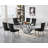 Modern Glass Dining Table Set, Clear Glass Dining Table with Stainless Steel Pedestal & Dining Chairs, 70" Rectangle Dining Room Table and Chairs Set, Luxury Kitchen Table Set-539541701-539541697-539541696