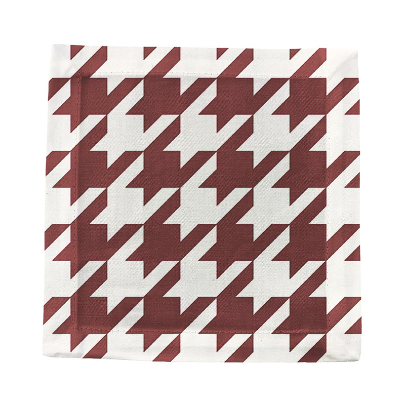 Hemstitch Cocktail 6" Linen/Cotton Blend Napkin, Red/White