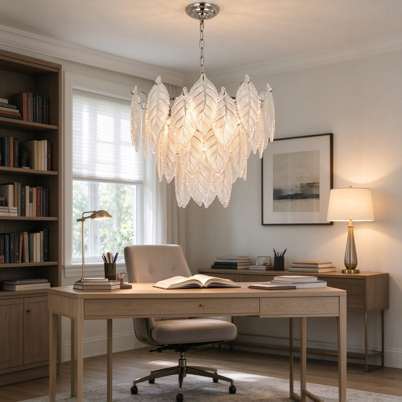 Suspension en verre en forme de feuille, lampe suspendue moderne 5* douilles E12