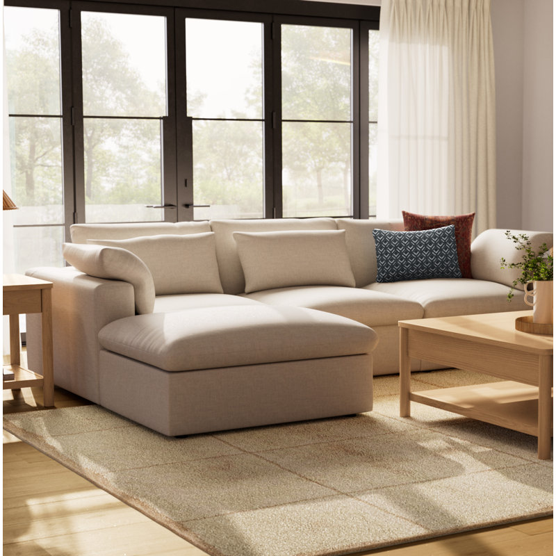 Remy 4-Piece Modular Chaise Sectional, Nave Bark Performance Distressed Velvet