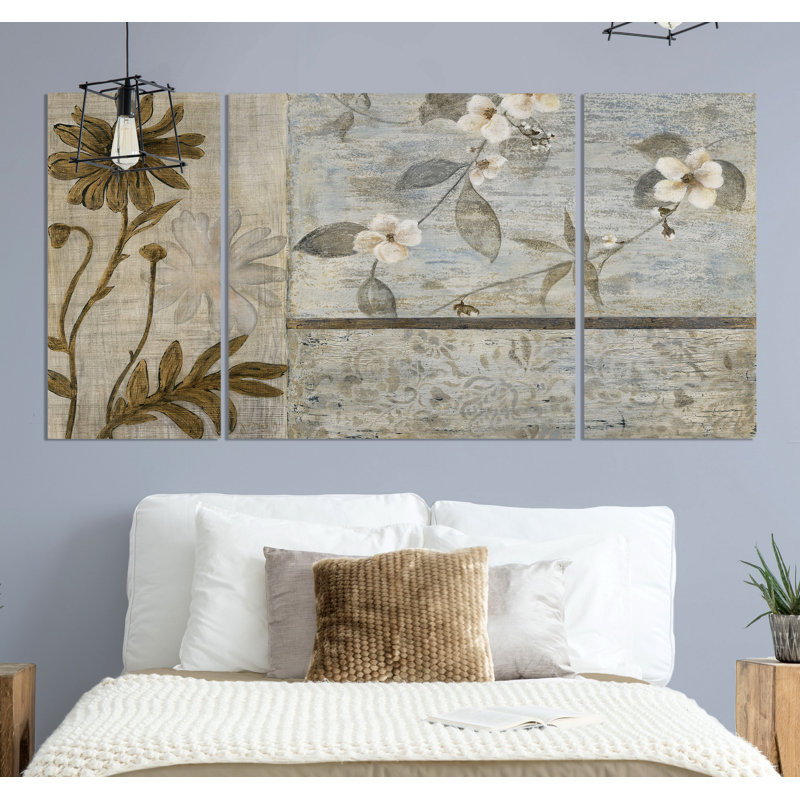 " Spring Cherry Blossoms I " 3 - Pieces, 24" H x 48" W x 1.5" D