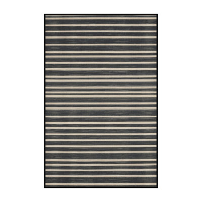 Washable Pearl Slate Gray Striped Area Rug