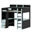 Lit mezzanine Gaming avec bureau en U, lumières DEL RVB, ports USB, tiroirs et tablettes de rangement-130488978-130488975