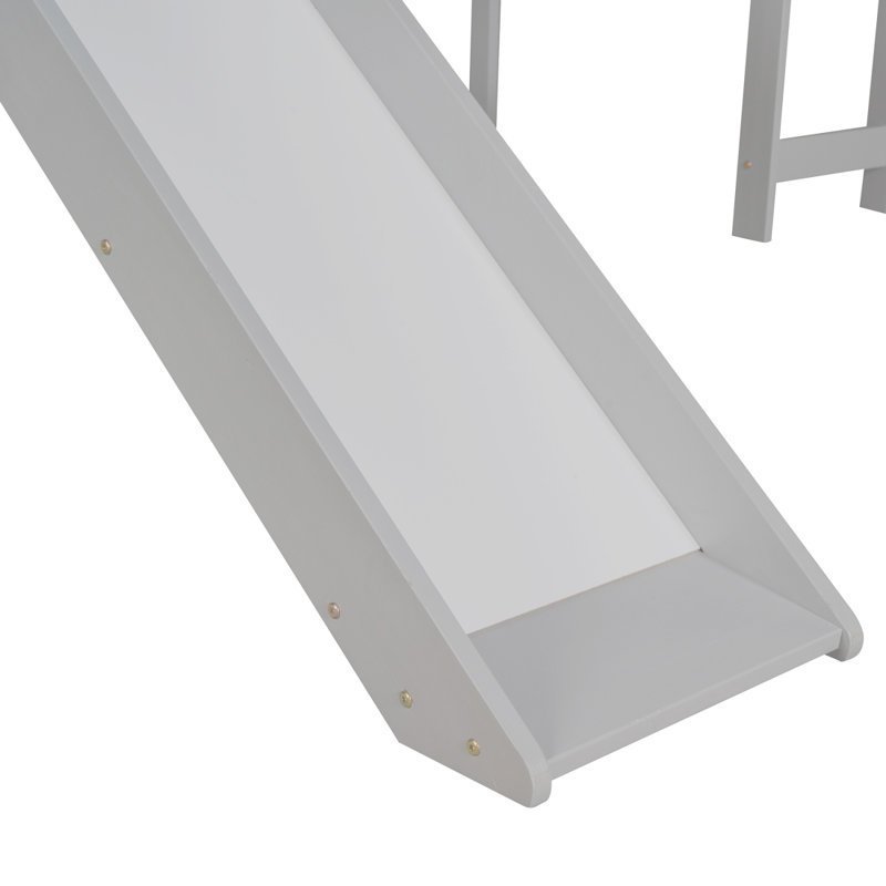 Lit mezzanine avec glissade, conception multifonctionnelle, simple (gris) (VIEUX SKU: WF292715AAE), Gris