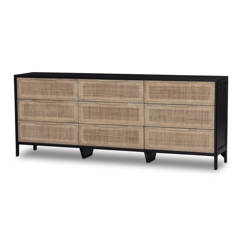 Sydney 9 - Drawer Dresser, Black/Natural