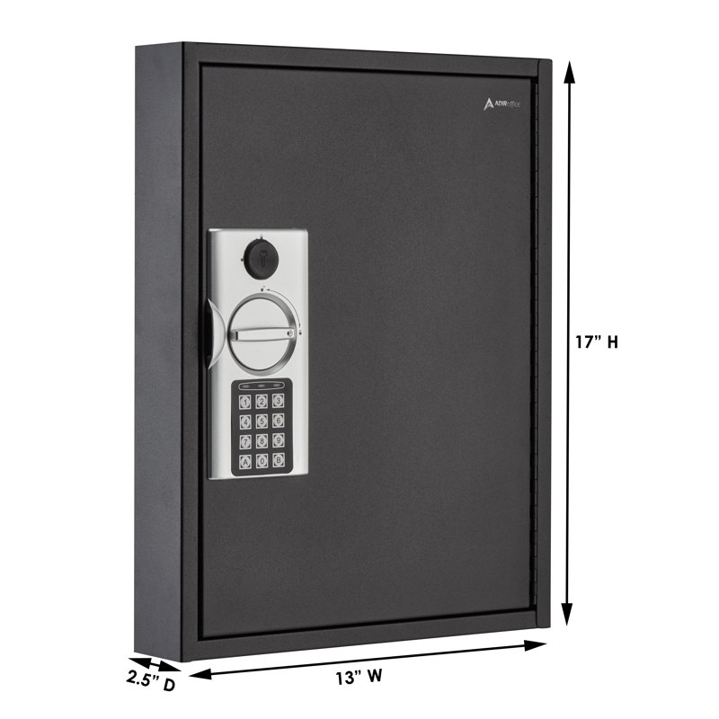 60-Key Steel Heavy-Duty Digital Lock Key Cabinet with 160 Key Tags, Black
