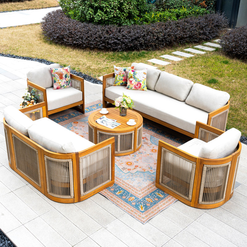 MIMO Solid Wood Outdoor Sofa Set with Coffee Table