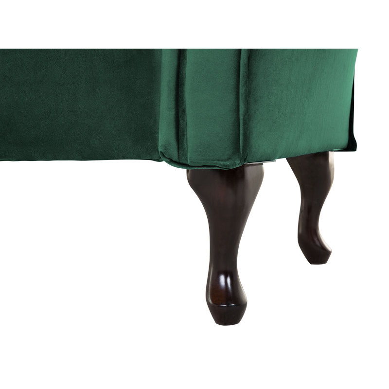 Whitlock Velvet Chaise Lounge, Left-Arm Chaise, Green