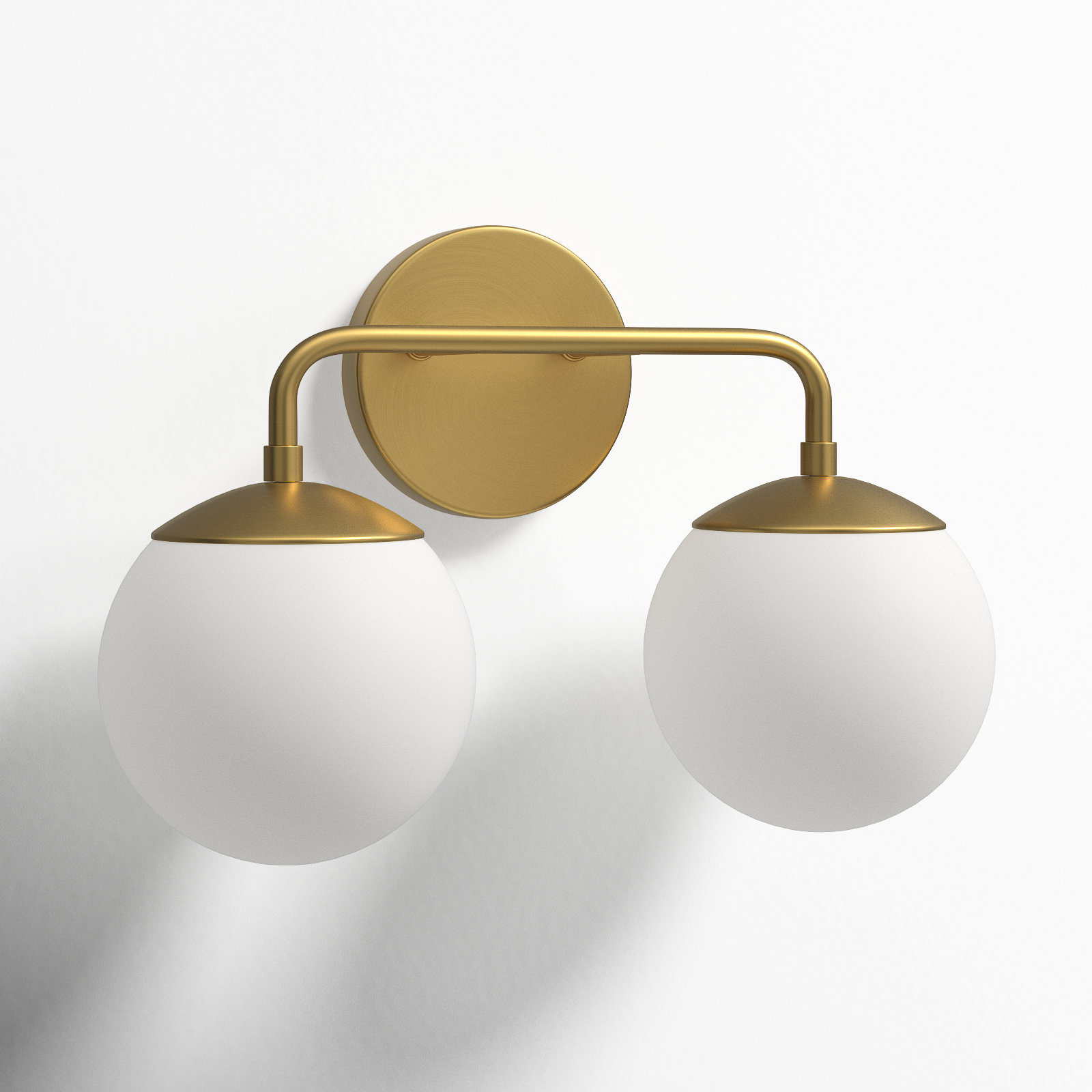 Kobie 2 Light Frosted Dimmable Vanity Light, Gold