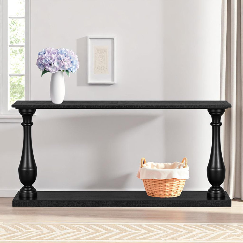 Console en bois massif Luster 63 ", Noir