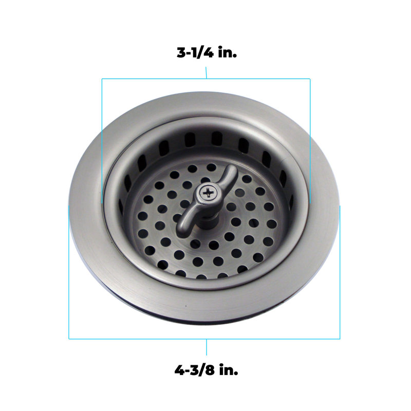 Kitchen Sink Drain Assembly with Twist Lock Basket Strainer, Brushed Nickel