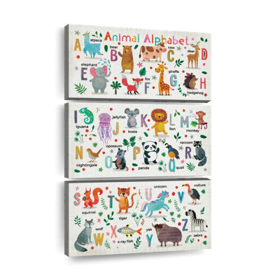 " Alphabet Animals Chart Multi Piece Canvas Print " by SweetTeachings 3 - Pieces