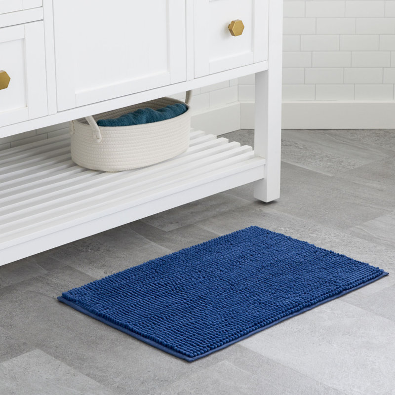 Tapis de bain en chenille Linenspa, 17 x 48, bleu marine, Simple - L 48 po x l 17 po