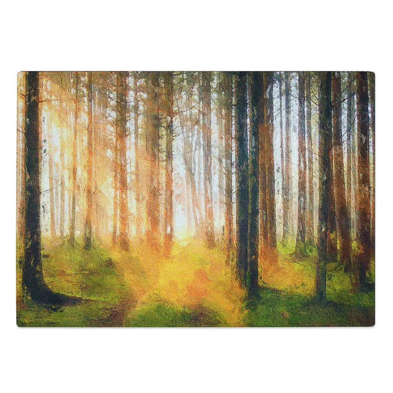 Tempered Glass Rays of Light Through an Autumn Forest Chopping Board, 39 cm W x 28.5 cm L