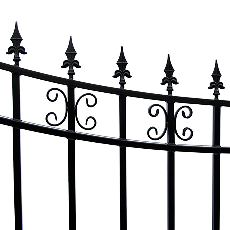 St. Louis Style Black Steel Arched Driveway Gate - 14 x 6 Feet