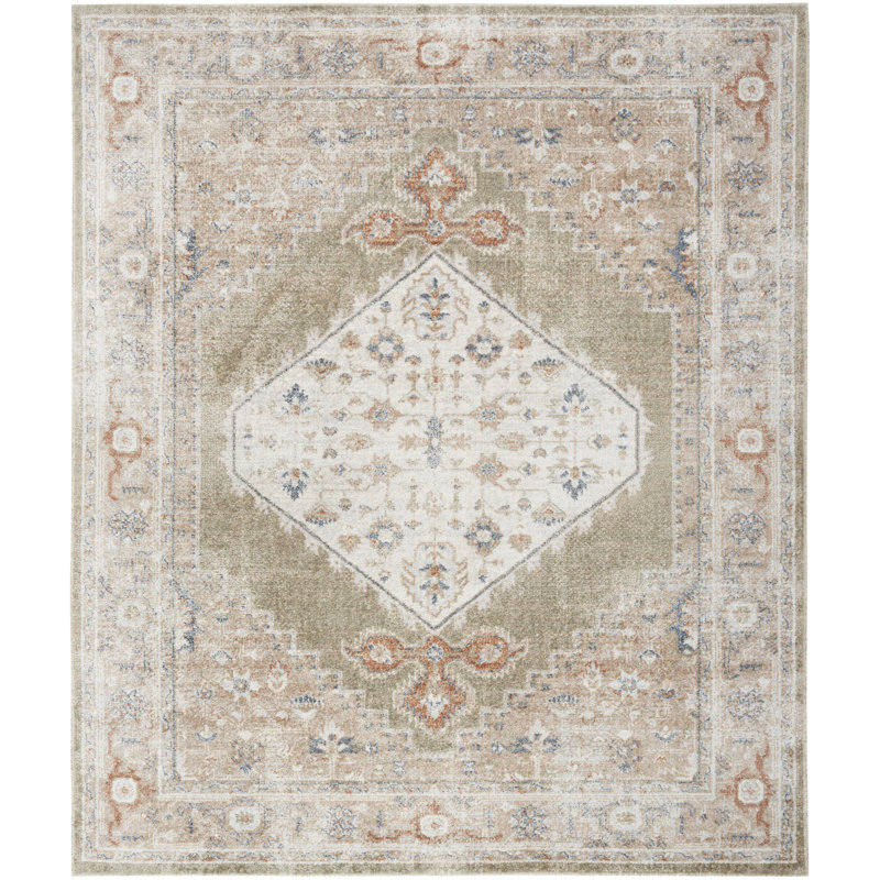  Astra Machine Washable 7' x 10' Sage Multicolor Vintage Indoor Rug, Rectangle 7' x 10'