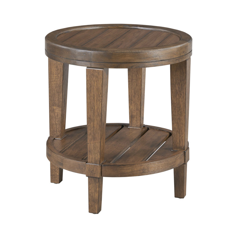Round End Table-Ebony, Brown