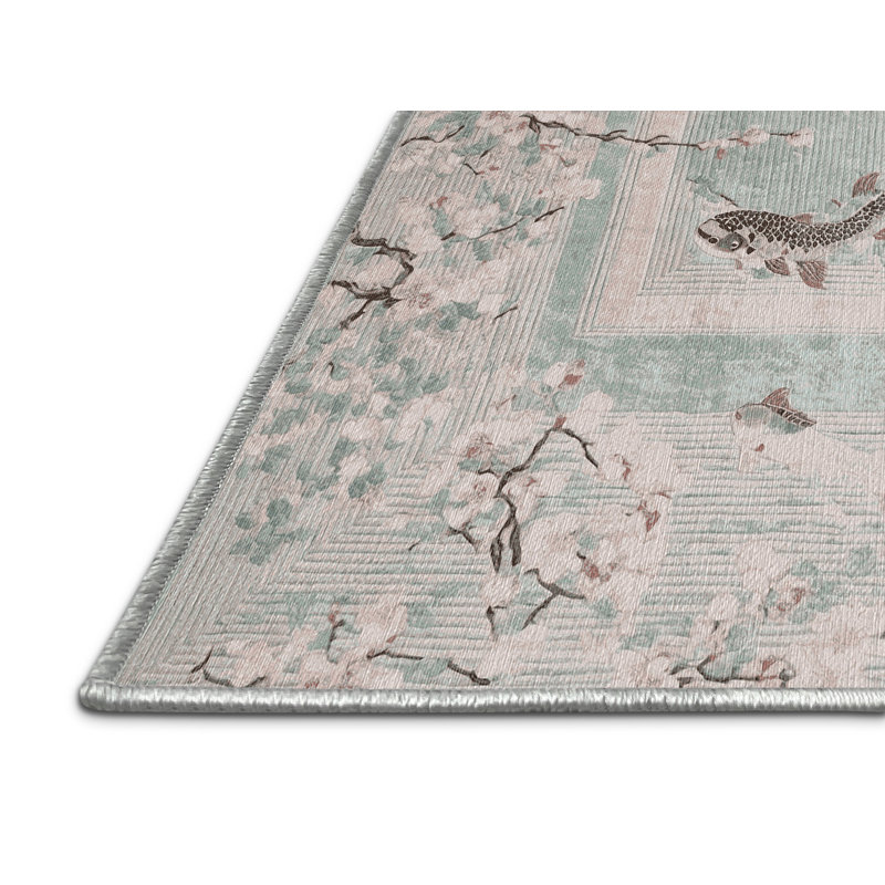Machine Washable Beige Area Rug, Square 3'