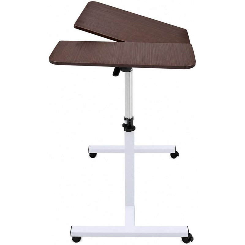 Adjustable Height Iron Computer Desk, Brown/White