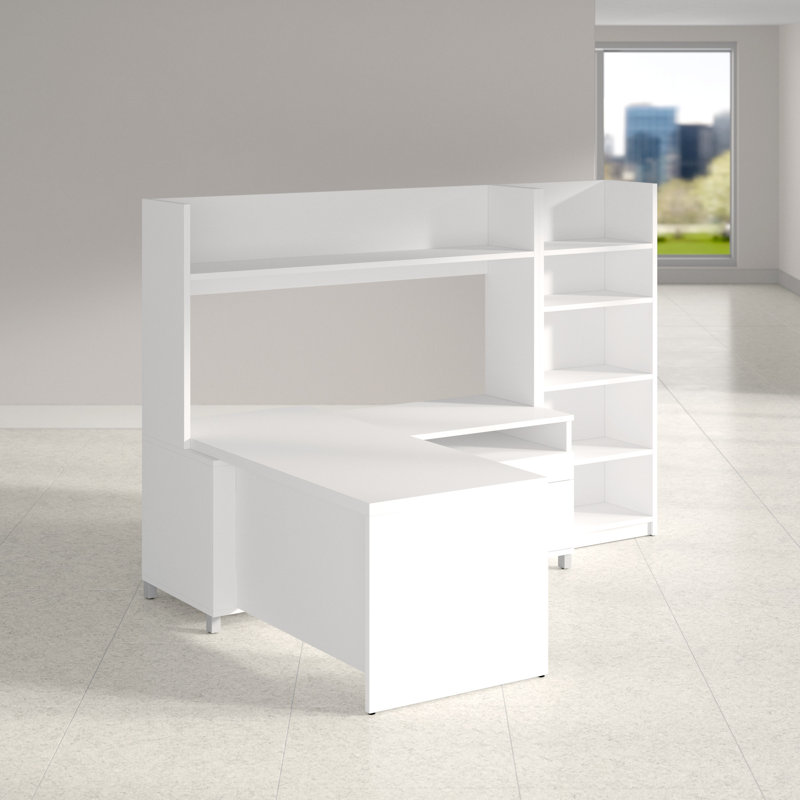 Operle Modular L-Shaped Executive Desk, White
