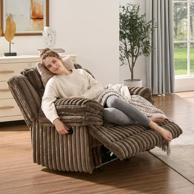 Roundhill Furniture Ardello Manual Rocker Recliner with Wide-Wale Corduroy Upholstery, Chocolate, Chocolate