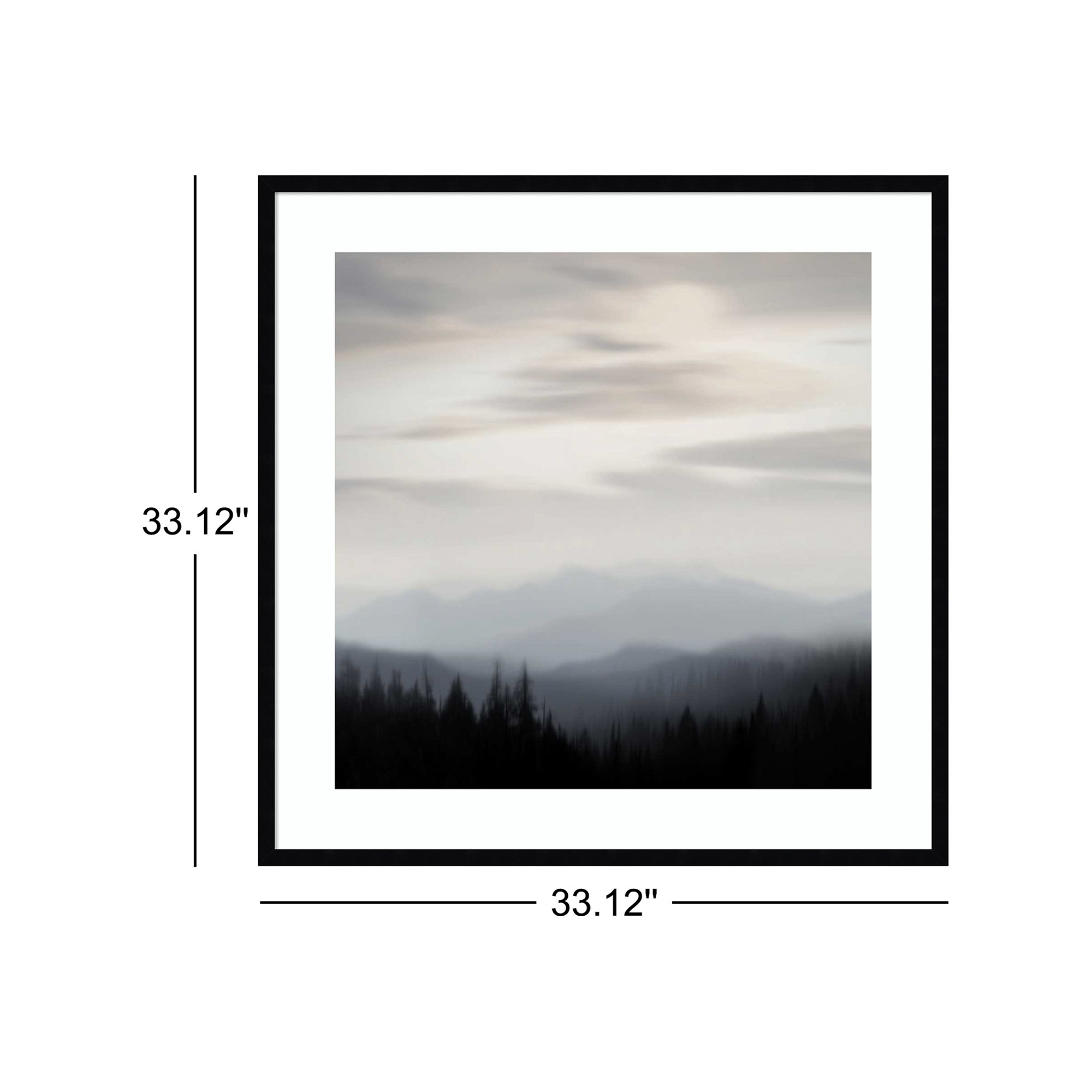 Mountain Vista II by Madeline Clark, 33.12" H x 33.12" W x 0.88" D, Black Framed Paper