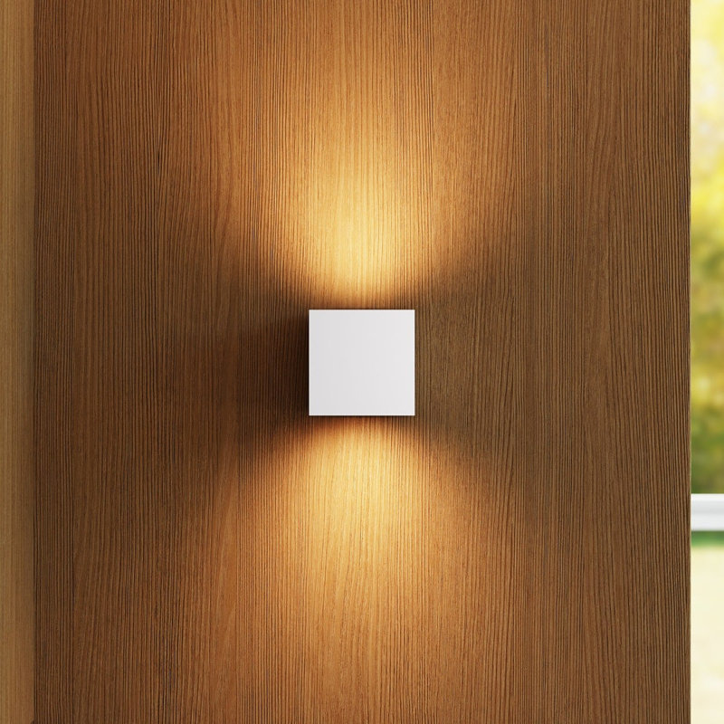 Qube 2 - Light LED Flush Mounted Sconce, Textured White, 3.25" H x 3.25" W x 3.5" D