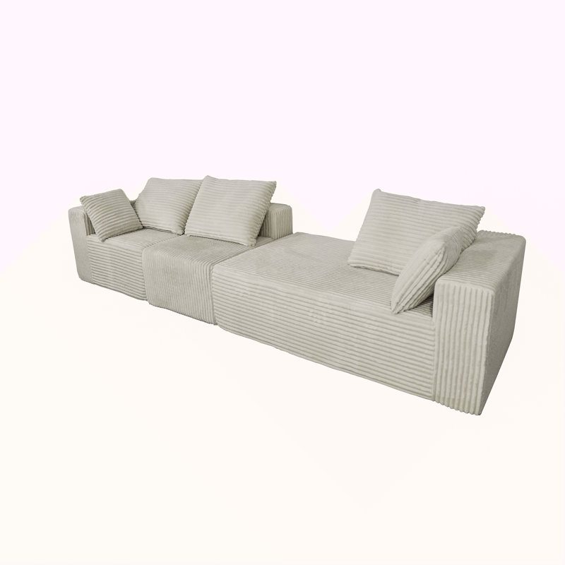 Canapé d'angle, canapé modulaire, canapé-lit, canapé-lit, fabriqué en éponge haute densité et tissu moelleux doux, avec plusieurs combinaisons disponibles (beige)