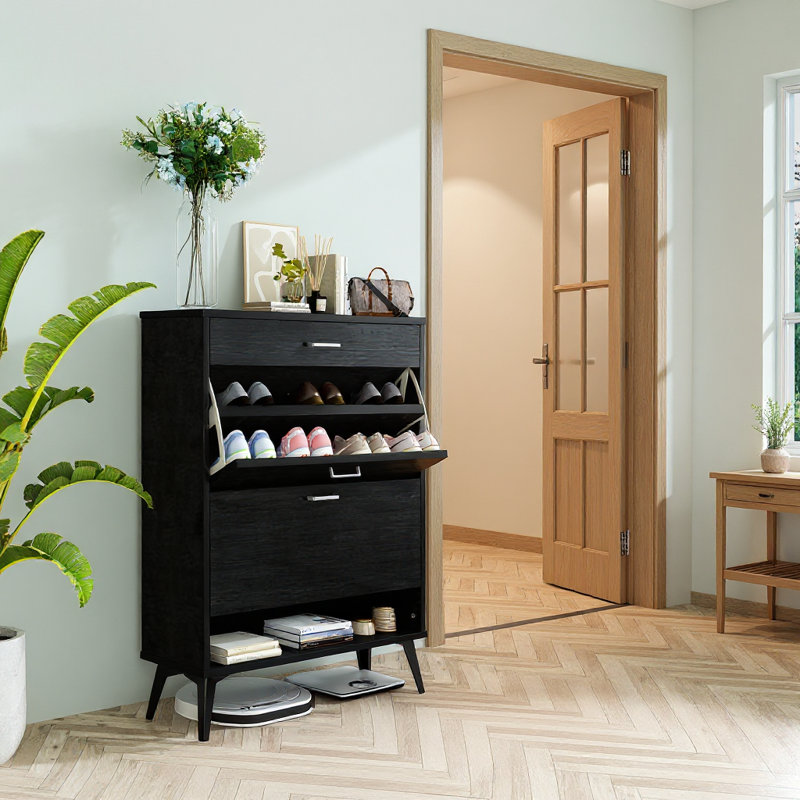 15 Pair Shoe Storage Cabinet, Black