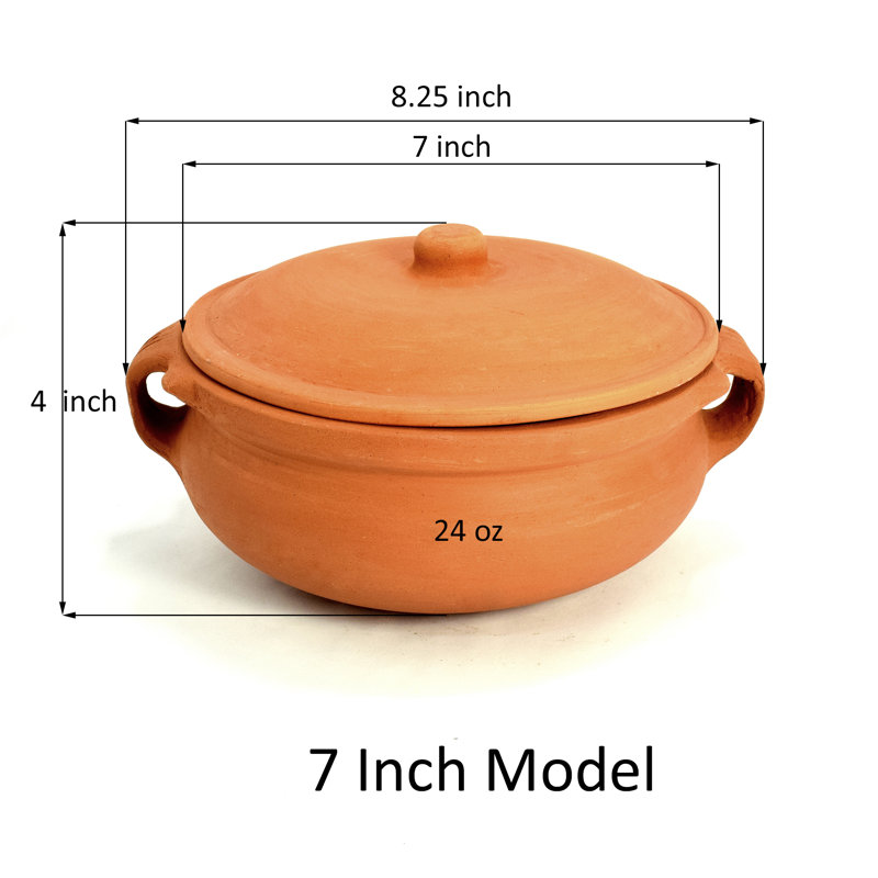 Batterie de cuisine à braiser ronde en terre cuite 1,5 Qt.