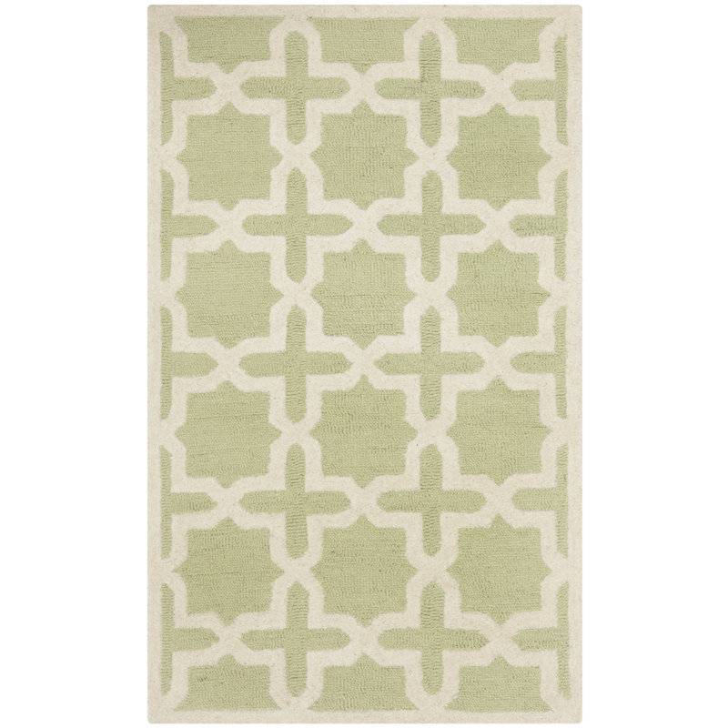 Von Geometric Wool Hand Woven Area Rug, Rectangle 61 x 91 cm