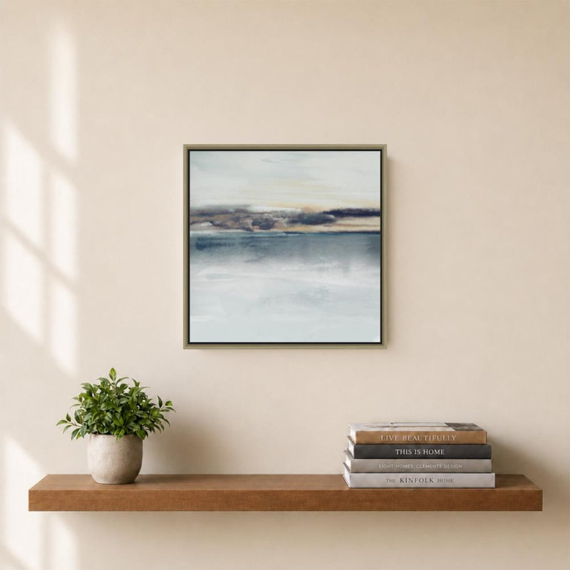 «Silent Lake» par Susan Jill - Impression sur toile, H 24 po x l 24 po, Cadre flottant biseauté, Champagne