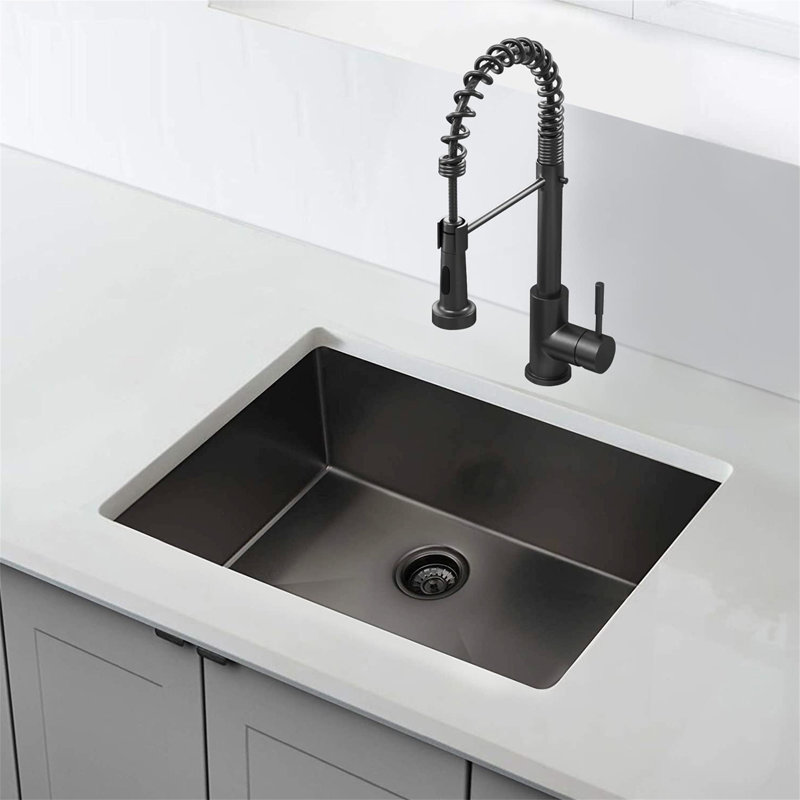 32X19 Inch  Undermount Kitchen Sink 16 Gauge Stainless Steel Single Bowl Kitchen Sink Gunmetal