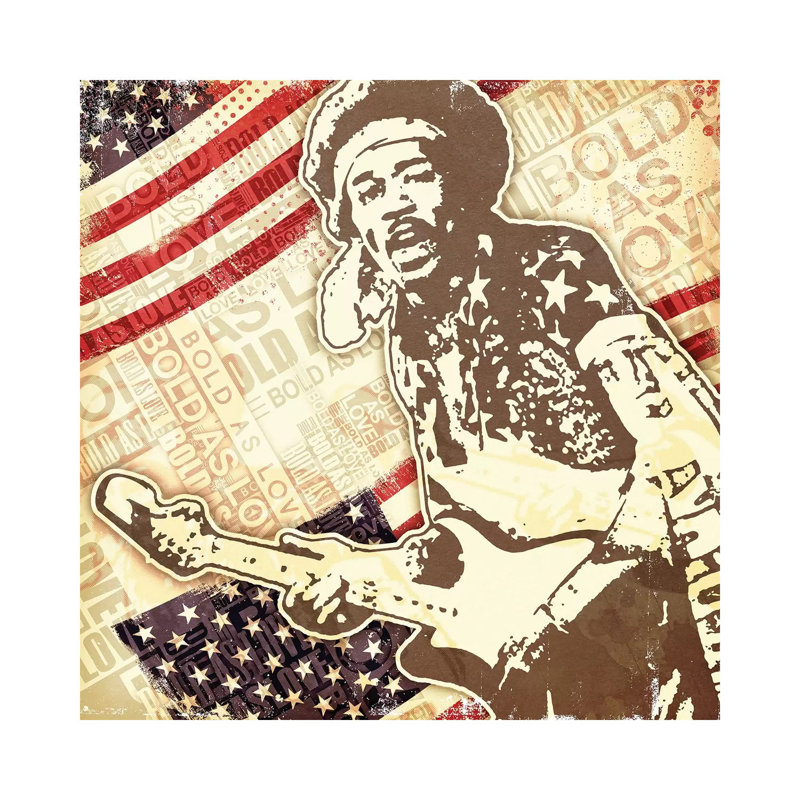 Jimi Hendrix USA Bold As Love by Radio Days - Wrapped Canvas Gallery-Wrapped Canvas Giclée