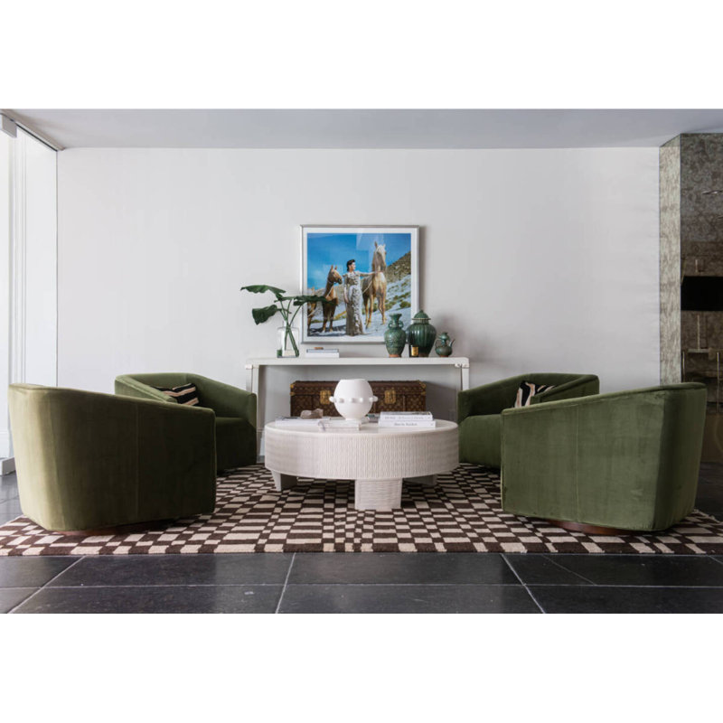 Harvey Swivel Club Chair, Green Polyester