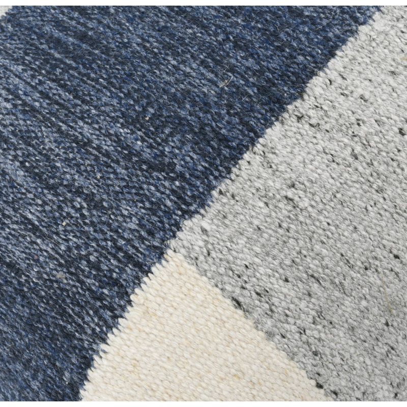 Housse et insert de coussin géométrique, H 22 po x l 22 po, Carrée, Bleu / blanc / gris