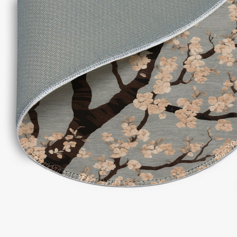 Tapis d'intérieur et d'extérieur gris Botanical, Rond 5 pi