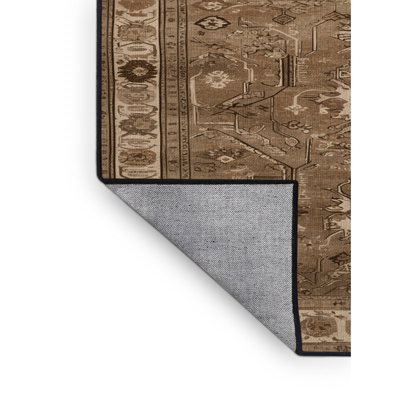Machine Washable Turkish Brown Area Rug, Square 7'