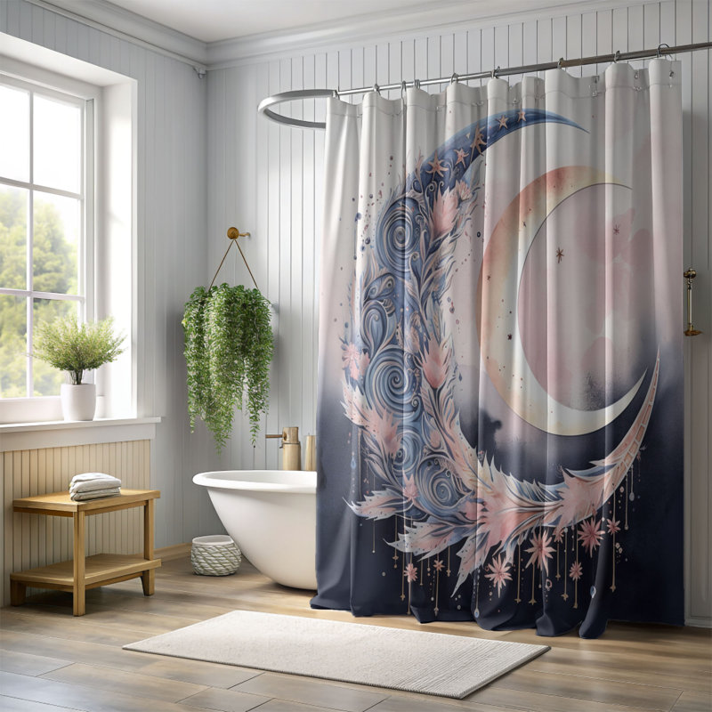 Rideau de douche standard 1 pièce Lunar Shine, H 74 po x l 71 po